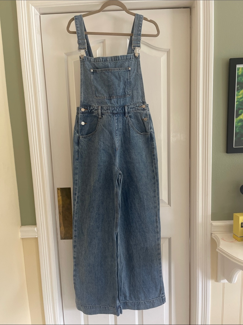 WEWOREWHAT Wide Leg Denim Overalls Size 29 100% Cotton Jumpsuit